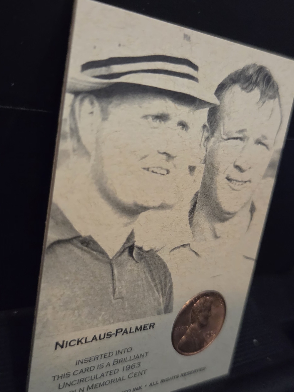Nicklaus-Palmer Vintage Golf Memorabilia Card - Black & Cream